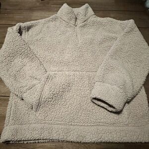 American Eagle Oversized Tan Sherpa Fleece Pullover